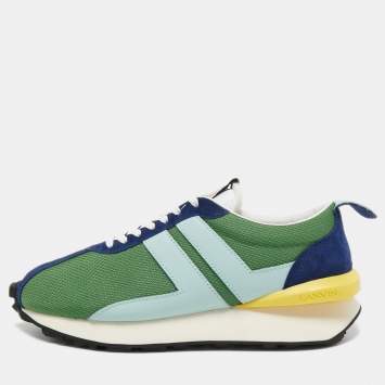 Pre Owned Lanvin Tricolor Mesh and Leather Bumper Sneakers Size 46