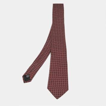 Pre Owned Lanvin Burgundy Jacquard Silk Tie 