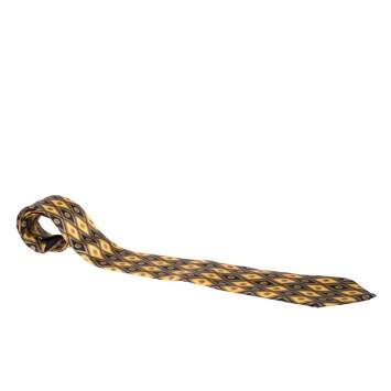 Pre Owned Lanvin Vintage Yellow and Blue Floral Print Silk Tie