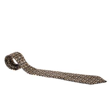 Pre Owned Lanvin Vintage Black & Gold Baroque Print Silk Tie