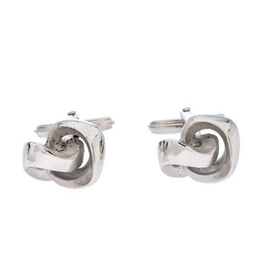 Pre Owned Lanvin Silver Tone Knot Cufflinks