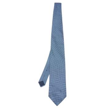 Pre Owned Lanvin Blue Dot Motif Jacquard Silk Tie