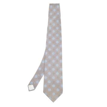 Pre Owned Lanvin Vintage Grey Circle Print Silk Tie