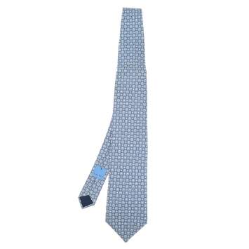 Pre Owned Lanvin Blue Floral Print Silk Tie