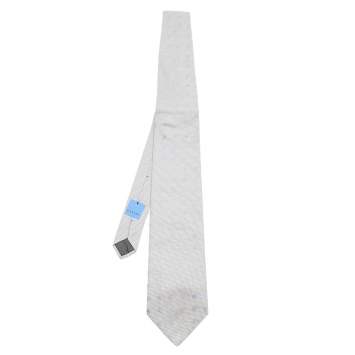 Pre Owned Lanvin Grey Floral Silk Jacquard Tie