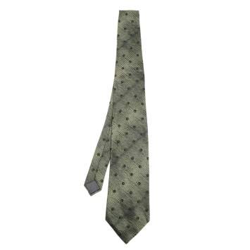 Pre Owned Lanvin Green Polka Dot Silk Jacquard Tie