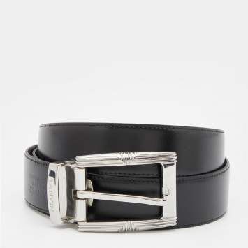 Pre Owned Lanvin Black Leather Buckle Belt 110CM
