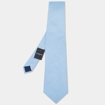 Pre Owned Lanvin Blue Patterned Silk Tie