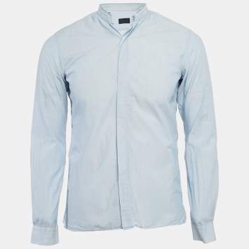 Pre Owned Lanvin Blue Pinstripe Cotton Long Sleeve Shirt S
