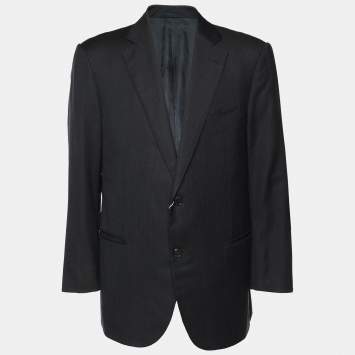 Pre Owned Lanvin Dark Navy Wool Blend Single Breasted Blazer L