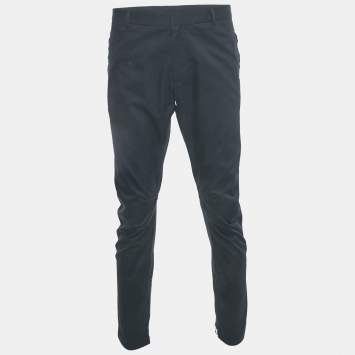 Pre Owned Lanvin Navy Blue Gabardine Trousers L