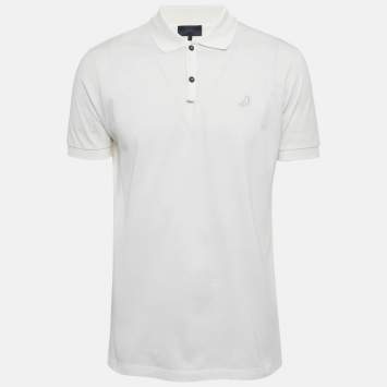 مملوكة مسبقًا Lanvin White Cotton Embroidered Polo T-Shirt L