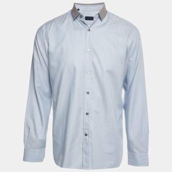 مملوكة مسبقًا Lanvin Blue Cotton Full Sleeve Shirt M