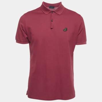 مملوكة مسبقًا Lanvin Maroon Logo Patch Cotton Polo T-Shirt M