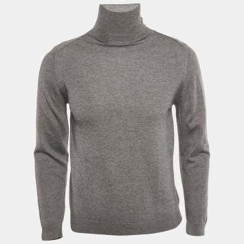 مملوكة مسبقًا Lanvin Grey Wool Knit Mock Neck Sweater M