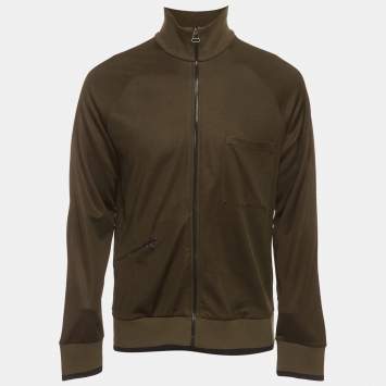 Pre Owned Lanvin Brown Jersey Zip-Up Jacket L