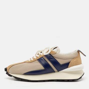 Pre Owned Lanvin Tricolor Mesh and Leather Bumper Sneakers Size 44