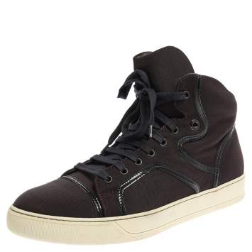 Pre Owned Lanvin Burgundy Nylon High Top Sneakers Size 43