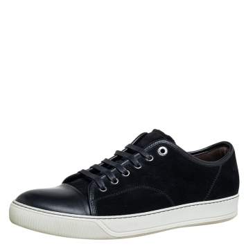 Pre Owned Lanvin Black Suede And Leather DDB1 Low Top Sneakers Size 43