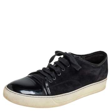 Pre Owned Lanvin Black Suede and Patent Leather DDB1 Low Top Sneakers Size 41