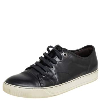 Pre Owned  Lanvin Black Leather Low Top Sneakers Size 41