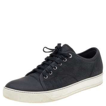Pre Owned  Lanvin Black Leather Low Top Sneakers Size 43