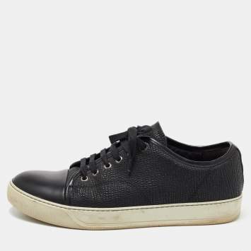Pre Owned Lanvin Leather Black Leather Low Top Sneakers Size 41
