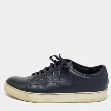 Pre Owned Lanvin Leather Navy Blue Leather Low Top Sneakers Size 41