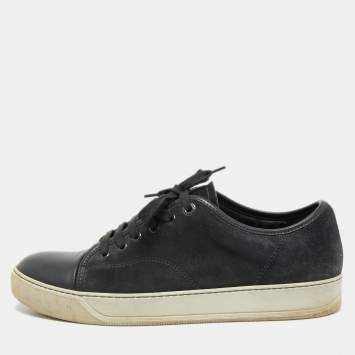 Pre Owned Lanvin Dark Grey Suede and Leather Low Top Sneakers Size 41