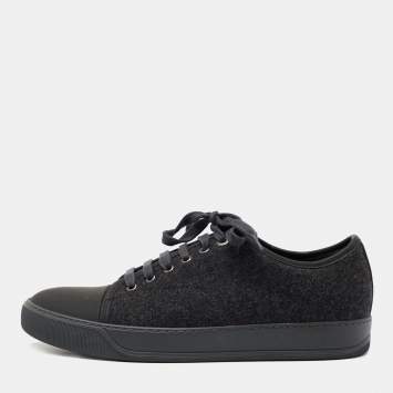 Pre Owned Lanvin Dark Grey Tweed and Rubber Low Top Sneakers Size 41