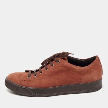 Pre Owned Lanvin Brown Suede Low Top Sneakers Size 43