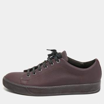 Pre Owned Lanvin Dark Purple Leather Low Top Sneakers Size 44