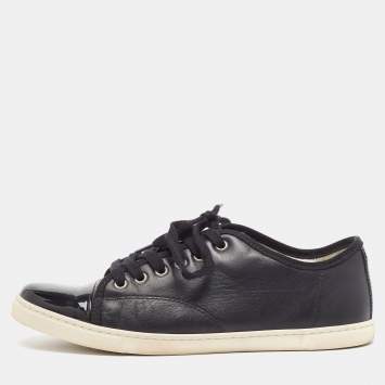 Pre Owned Lanvin Black Patent and Leather Low Top Sneakers Size 40