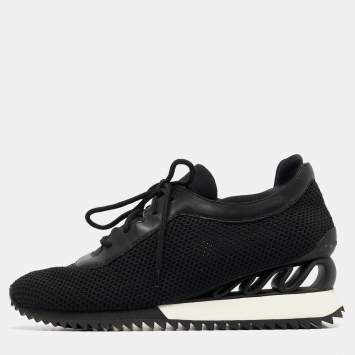 Pre Owned Le Silla Black Mesh and Leather Low Top Sneakers Size 41