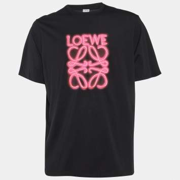 Pre Owned Loewe Black Neon Anagram Cotton Crew Neck T-Shirt L