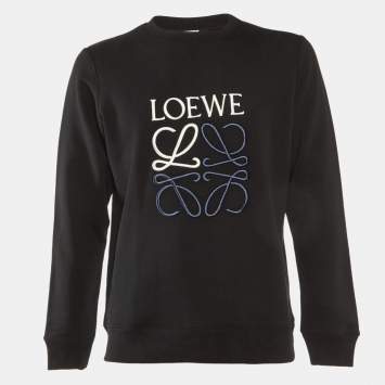 Pre Owned Loewe Black Anagram Embroidered Cotton Sweatshirt M 