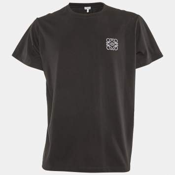 Loewe Black Anagram Embroidered Cotton Crew Neck T-Shirt XL