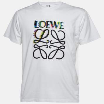 Loewe White Glitch Anagram Cotton Crew Neck T-Shirt M