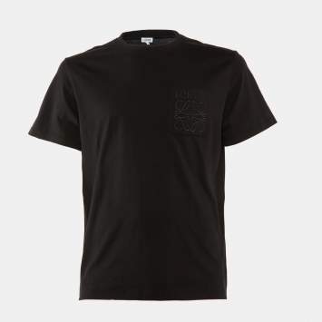 Pre Owned Loewe Black Cotton Anagram Embroidered Relaxed Fit T-Shirt S
