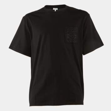 Pre Owned Loewe Black Cotton Anagram Embroidered Relaxed Fit T-Shirt L