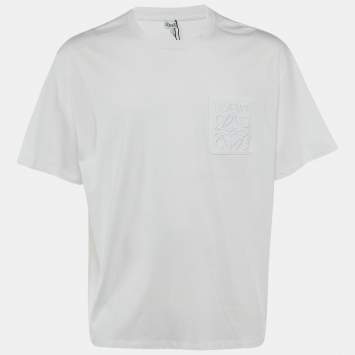 Pre Owned Loewe White Cotton Anagram Embroidered Relaxed Fit T-Shirt XS