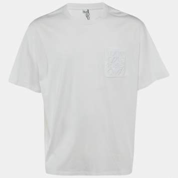 Pre Owned Loewe White Cotton Anagram Embroidered Relaxed Fit T-Shirt XL