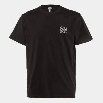 Pre Owned Loewe Black Anagram Embroidered Cotton Crew Neck T-Shirt XL