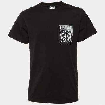 مملوكة مسبقًا Loewe Black Cotton Anagram Fake Pocket T-Shirt XL