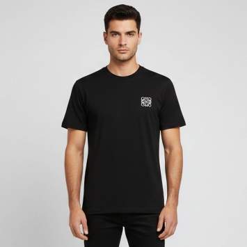 Pre Owned Loewe Black Cotton Anagram Embroidered Crew Neck T-Shirt L