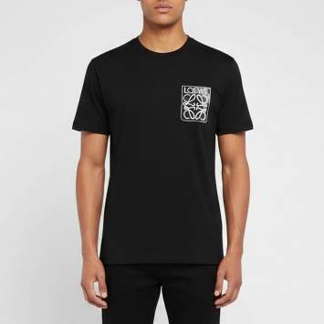 Pre Owned Loewe Black Cotton Anagram Fake Pocket Crew Neck T-Shirt L
