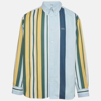 Pre Owned Loewe Striped Cotton Twill Button-Down Shirt 