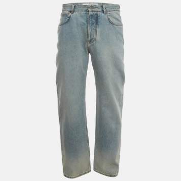 Pre Owned Loewe Light Blue Denim Straight Leg Jeans M/Waist 32" 