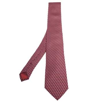 Pre Owned Loewe Coral Geometric Print Silk Tie