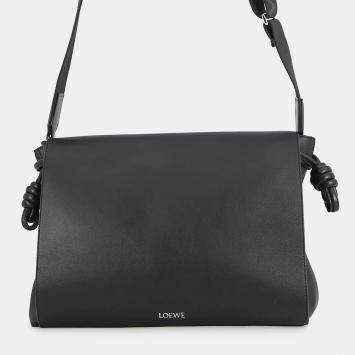 مملوكة مسبقًا Loewe Flamenco Satchel 2Way Shoulder Black Leather